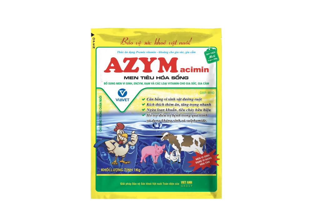 Azym MEN TIÊU HÓA SỐNG AZYM ACIMIN - CÔNG TY THUỐC THÚ Y VIỆT ANH - VIAVET