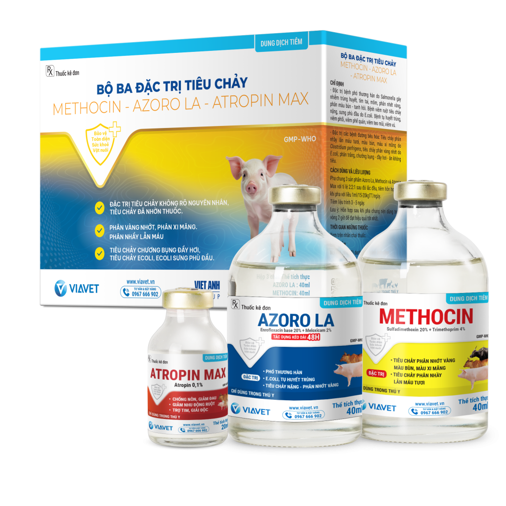 Bộ Ba đặc Trị Tiêu Chảy Azoro La Methocin Atropin Max